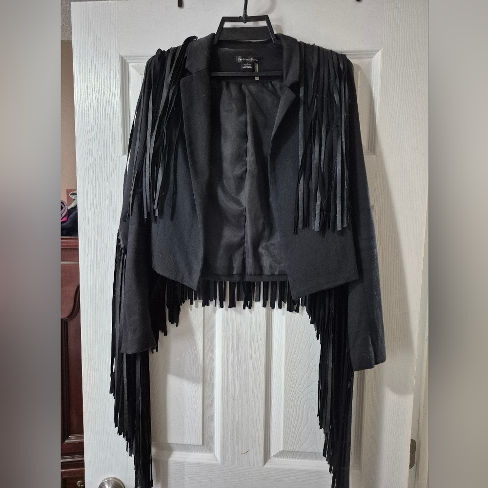 Black Fringe Blazer